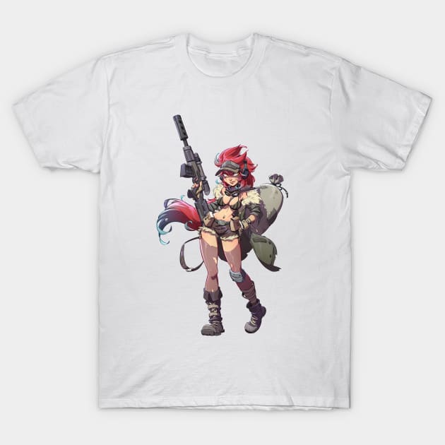 Sniper Girl Illustrated Pinup T-Shirt by Bitgem